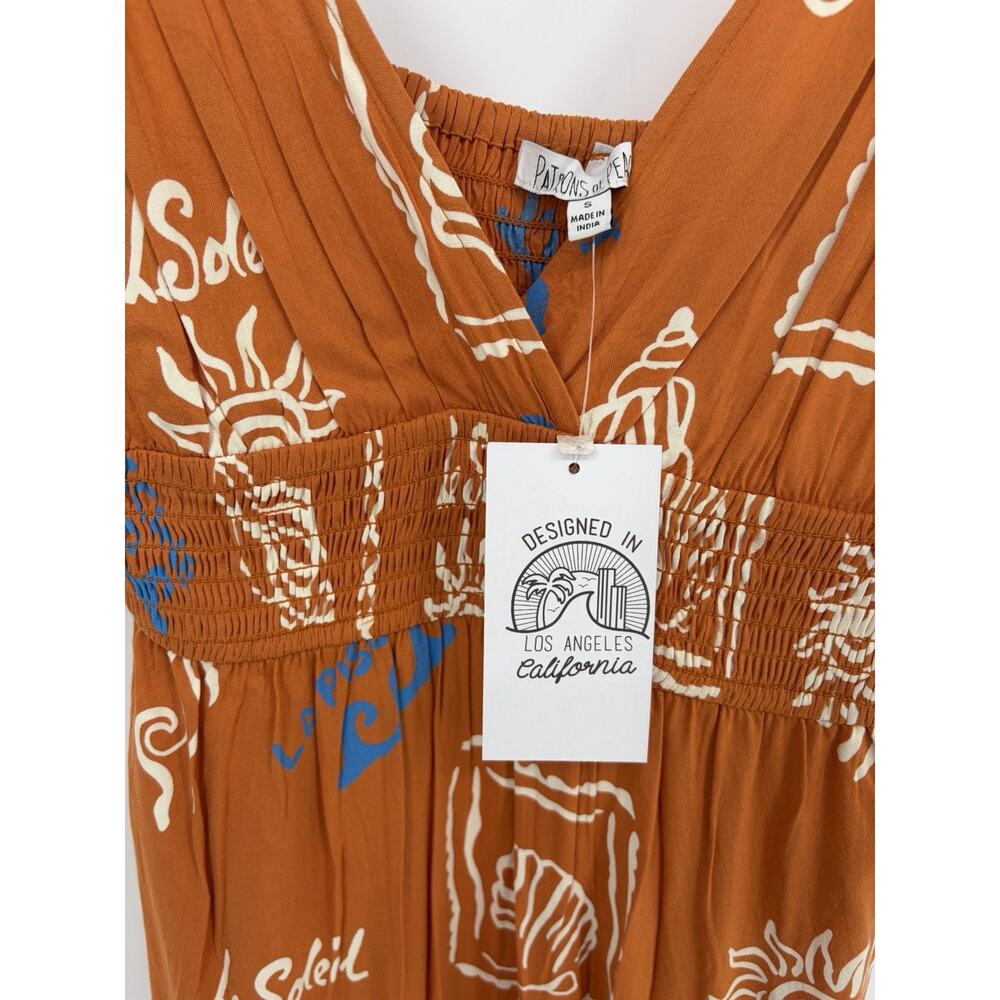 Patrons of Peace Maxi Dress Womens Small Boho Orange Print Tie Strap Flowing - Picture 6 of 12